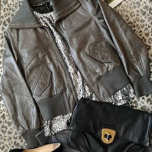 Smoke grey leather jacket